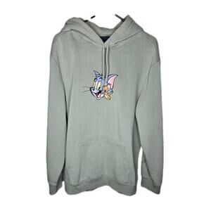 Tom & Jerry H&M Warner Bros Light Green Hoodie Embroidered Size Large